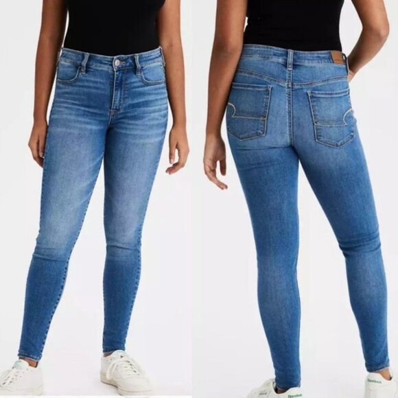 American Eagle Super Hi-Rise Jegging Size 4 Short High Waist Stretch Jeans Denim - Picture 2 of 11